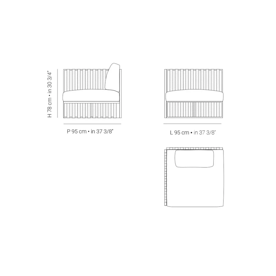 Right Corner Outdoor Armchair in Aluminium and Straps Made in Italy - Juliediv Viadurini