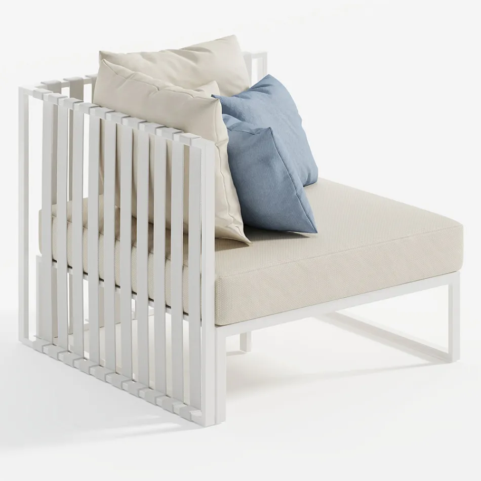 Left Corner Outdoor Armchair in Aluminium and Straps Made in Italy - Juliediv Viadurini