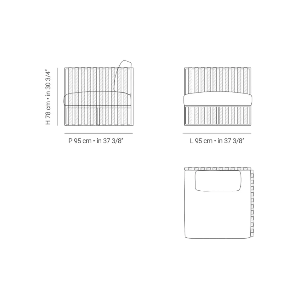 Left Corner Outdoor Armchair in Aluminium and Straps Made in Italy - Juliediv Viadurini