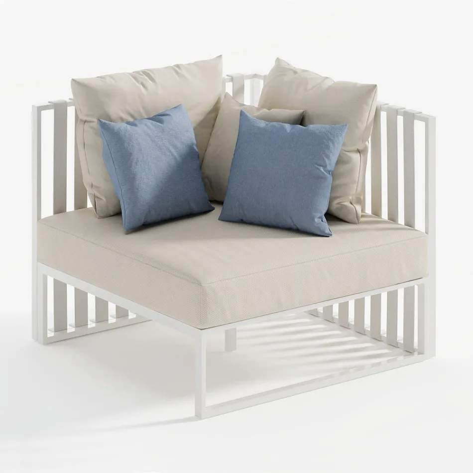 Left Corner Outdoor Armchair in Aluminium and Straps Made in Italy - Juliediv Viadurini