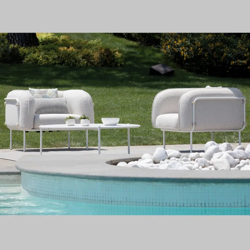 Low Outdoor Armchair with Padded Seat Made in Italy - Planter Viadurini