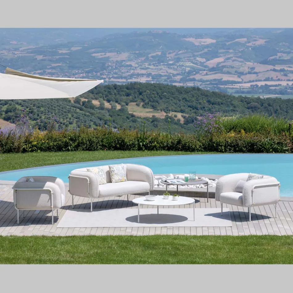 Low Outdoor Armchair with Padded Seat Made in Italy - Planter Viadurini