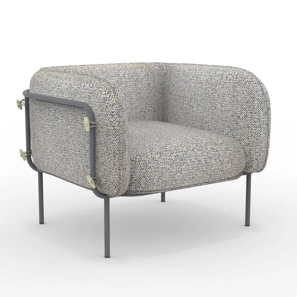 Low Outdoor Armchair with Padded Seat Made in Italy - Planter Viadurini