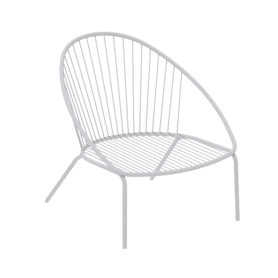Low Stackable Garden Armchair in Steel Made in Italy - Sansa Viadurini