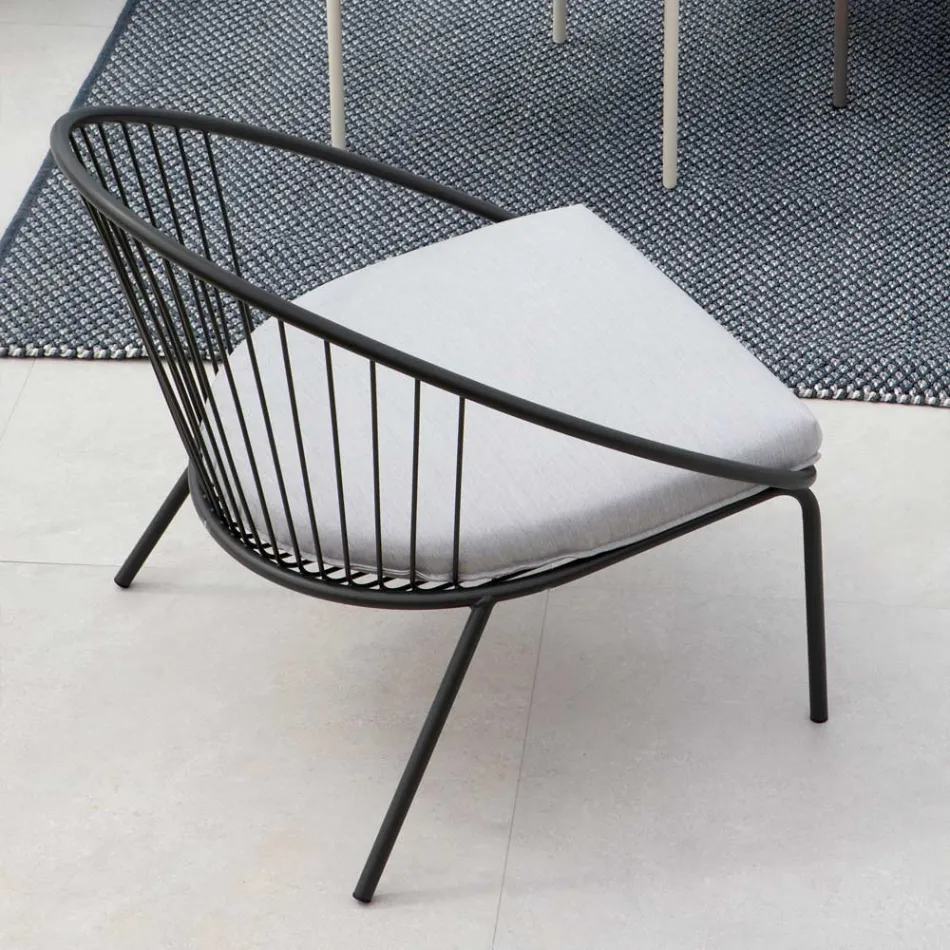Low Stackable Garden Armchair in Steel Made in Italy - Sansa Viadurini