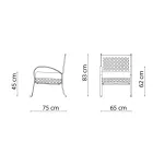 Low Garden Armchair in Galvanized Steel with Armrests Made in Italy - Selvaggia Viadurini