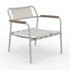 Low Aluminium Garden Armchair and Rope Backrest - Resplendent Viadurini