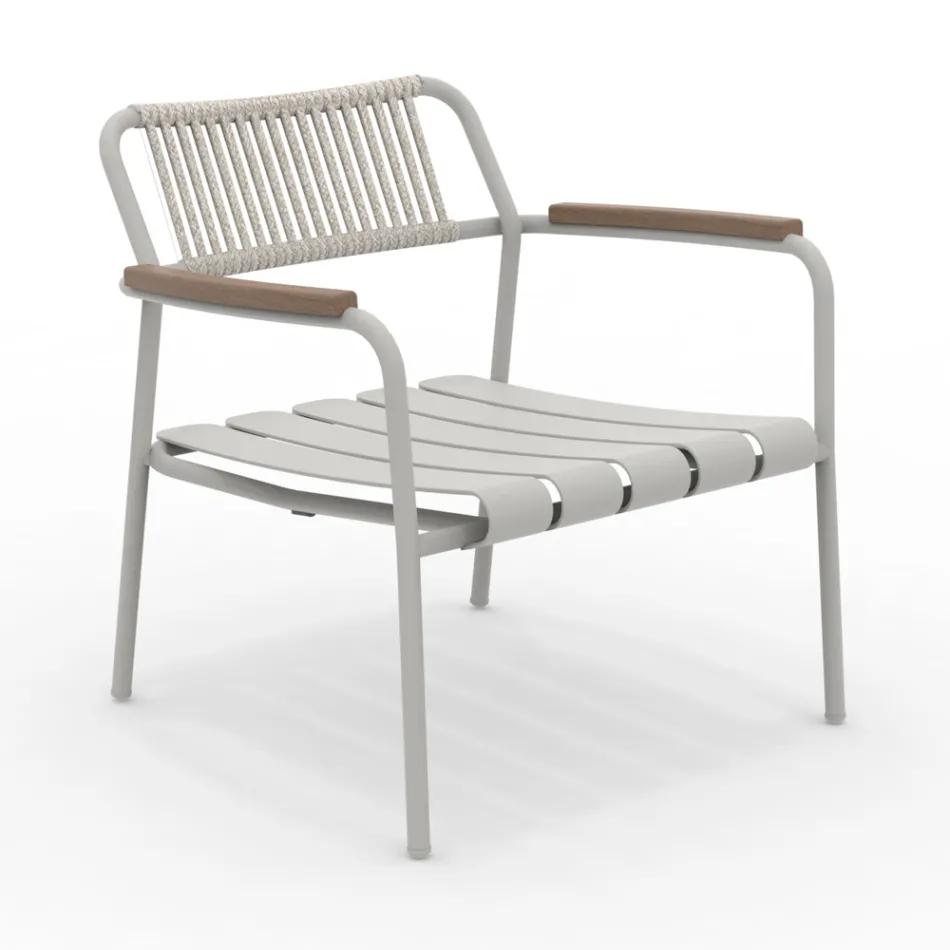 Low Aluminium Garden Armchair and Rope Backrest - Resplendent Viadurini