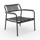 Low Aluminium Garden Armchair and Rope Backrest - Resplendent Viadurini