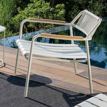 Low Aluminium Garden Armchair and Rope Backrest - Resplendent Viadurini