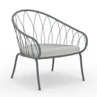 Low Garden Armchair in Metal and Cushion Made in Italy - Fontana Viadurini