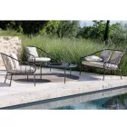 Low Garden Armchair in Metal and Cushion Made in Italy - Fontana Viadurini