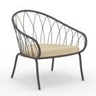 Low Garden Armchair in Metal and Cushion Made in Italy - Fontana Viadurini