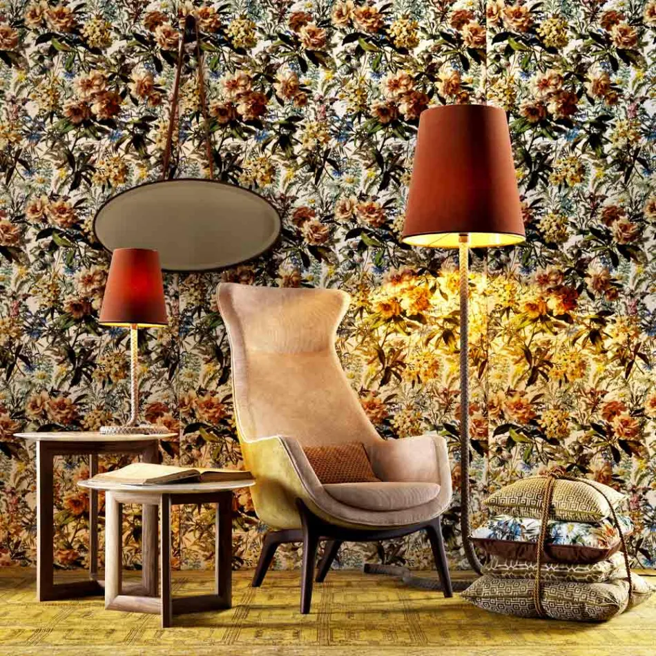 Design bergére armchair in fabric Grilli Wilde 100 % made in Italy Viadurini