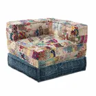 Chaise Longue Armchair of Ethnic Design in Patchwork Cotton, for Lounge - Fibre Viadurini