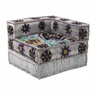 Chaise Longue Armchair of Ethnic Design in Patchwork Cotton, for Lounge - Fibre Viadurini