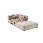 Chaise Longue Armchair of Ethnic Design in Patchwork Cotton, for Lounge - Fibre Viadurini
