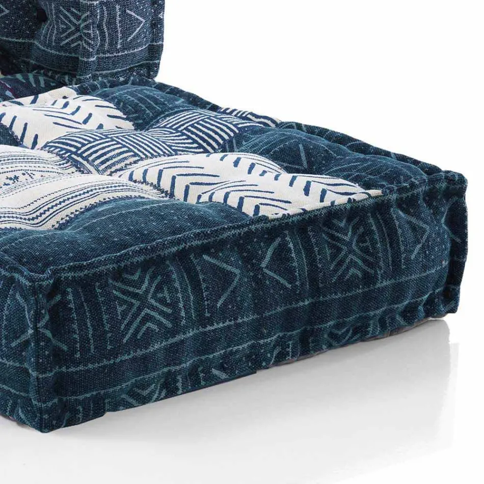 Ethnic Design Chaise Longue armchair in Grey or Blue Velvet - Fibre Viadurini