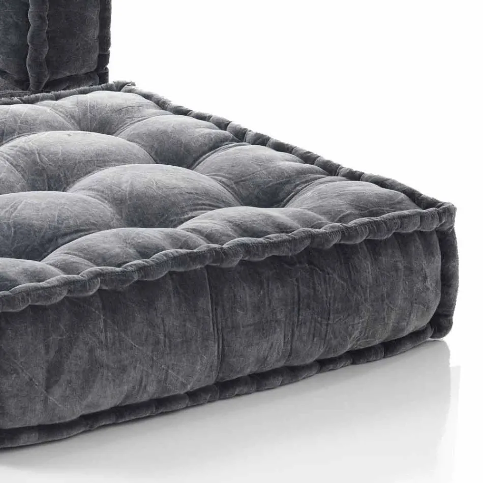 Ethnic Design Chaise Longue armchair in Grey or Blue Velvet - Fibre Viadurini