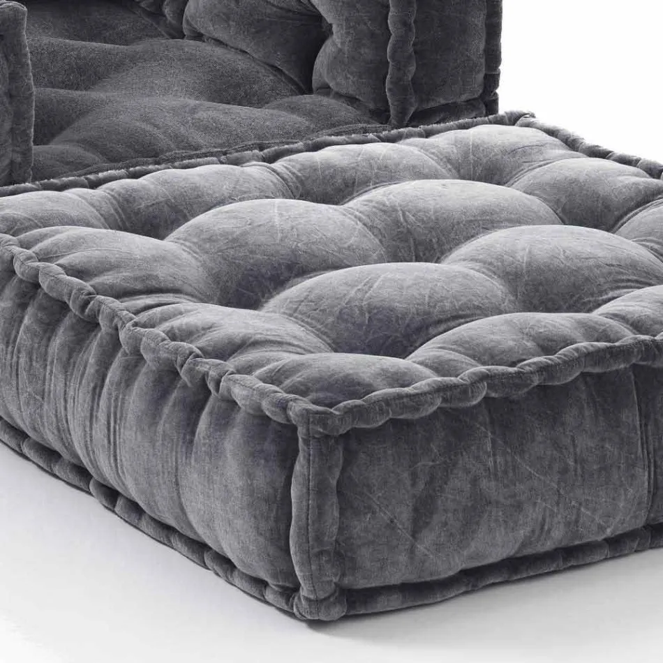 Ethnic Design Chaise Longue armchair in Grey or Blue Velvet - Fibre Viadurini