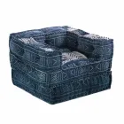 Ethnic Design Chaise Longue Armchair in Grey or Blue Velvet - Fibre Viadurini
