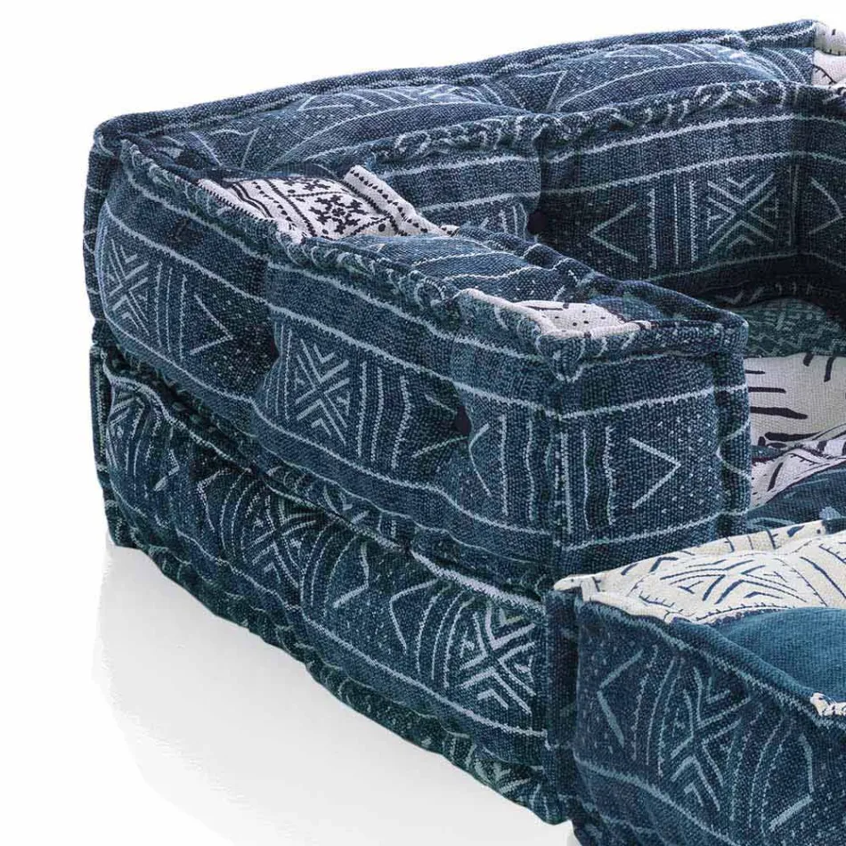 Ethnic Design Chaise Longue armchair in Grey or Blue Velvet - Fibre Viadurini