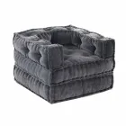 Ethnic Design Chaise Longue Armchair in Grey or Blue Velvet - Fibre Viadurini