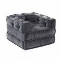 Ethnic Design Chaise Longue Armchair in Grey or Blue Velvet - Fibre