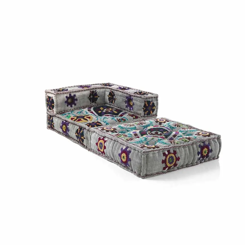 Chaise Longue armchair in Patchwork Cotton for Ethnic Design Lounge - Fibre Viadurini