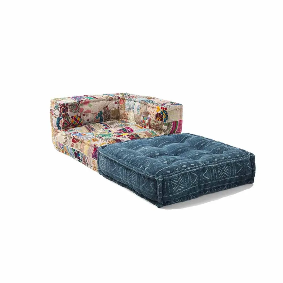 Chaise Longue armchair in Patchwork Cotton for Ethnic Design Lounge - Fibre Viadurini