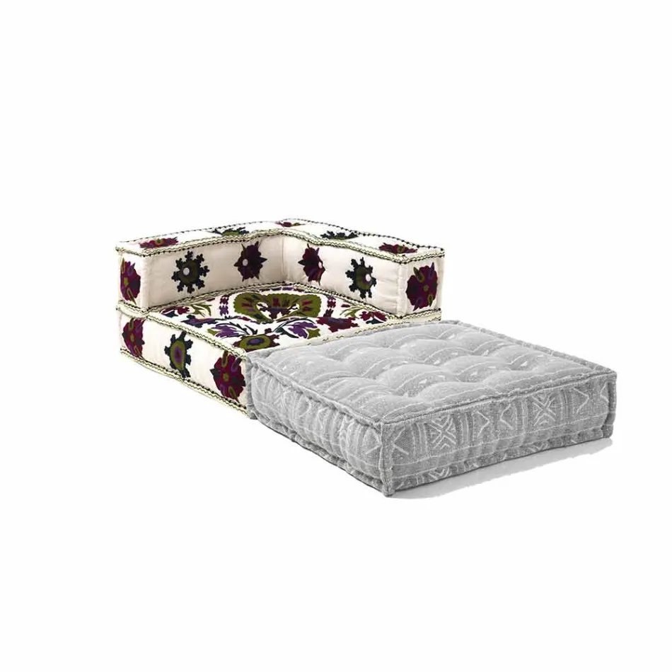 Chaise Longue armchair in Patchwork Cotton for Ethnic Design Lounge - Fibre Viadurini