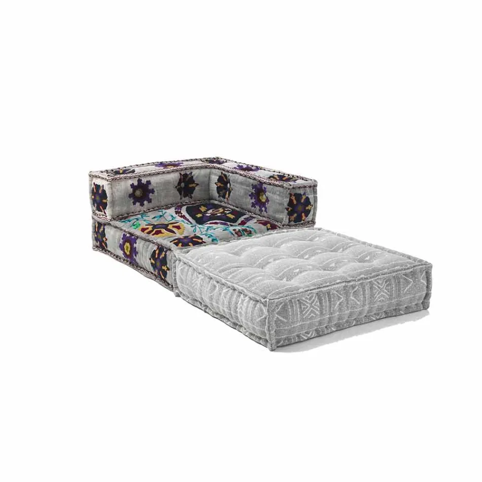 Chaise Longue armchair in Patchwork Cotton for Ethnic Design Lounge - Fibre Viadurini