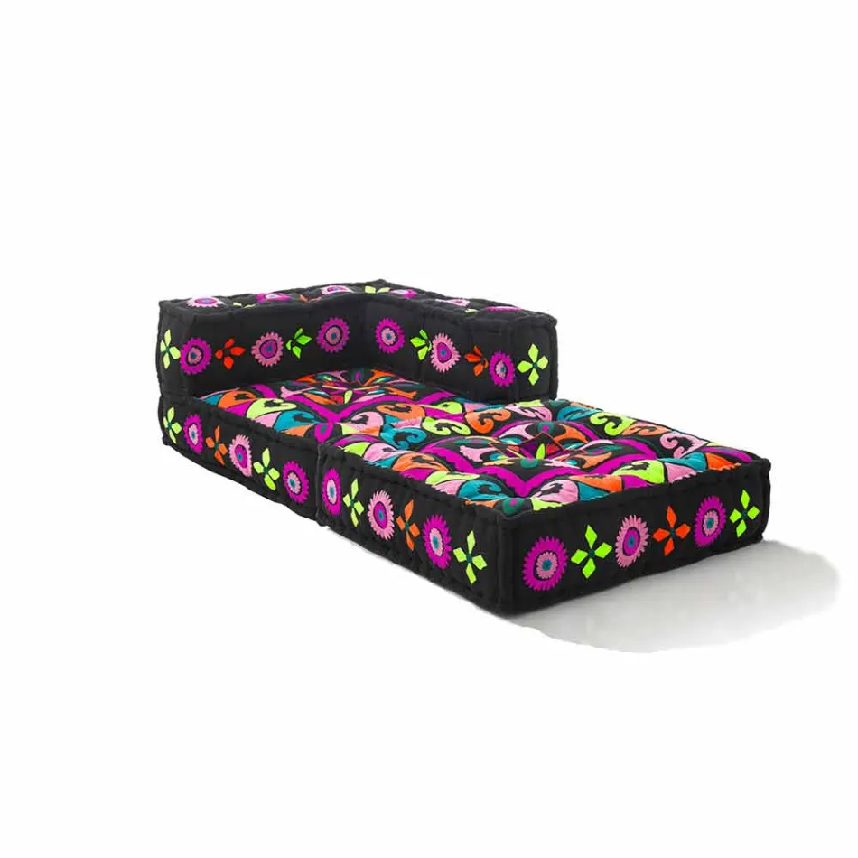 Chaise Longue armchair in Patchwork Cotton for Ethnic Design Lounge - Fibre Viadurini