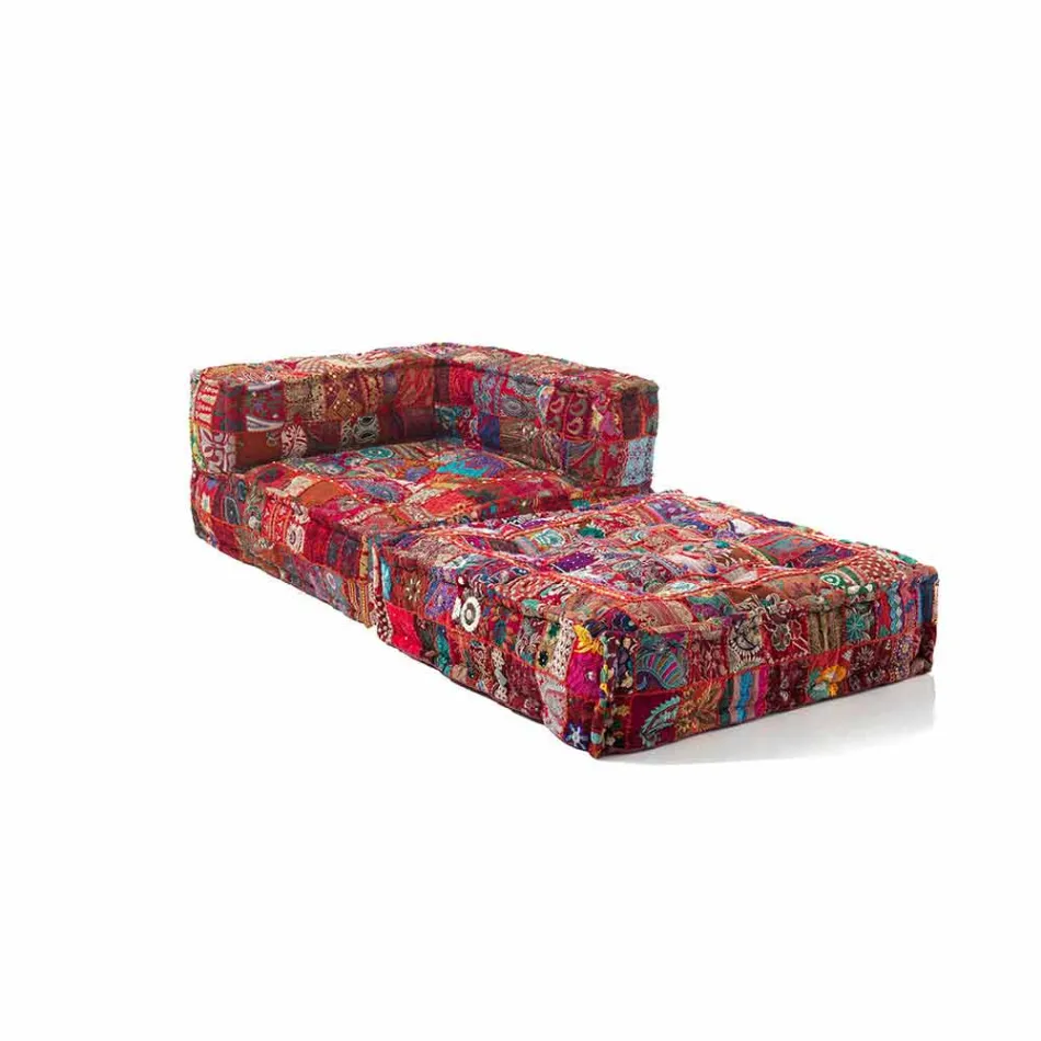 Chaise Longue armchair in Patchwork Cotton for Ethnic Design Lounge - Fibre Viadurini