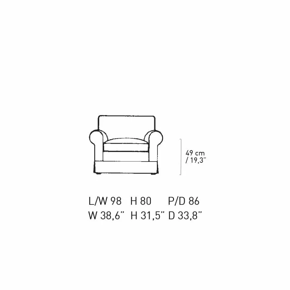 Classic Lounge Armchair Upholstered in Made in Italy Fabric - Andromeda Viadurini
