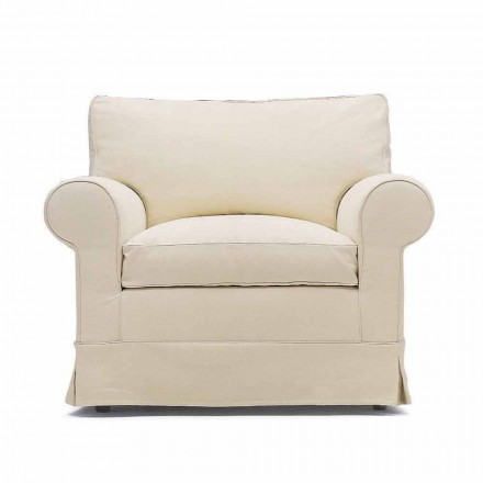 Classic Lounge Armchair Upholstered in Made in Italy Fabric - Andromeda Viadurini