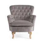 Classic Armchair in Wood and Padded Seat in Quilted Cotton - Monny Viadurini