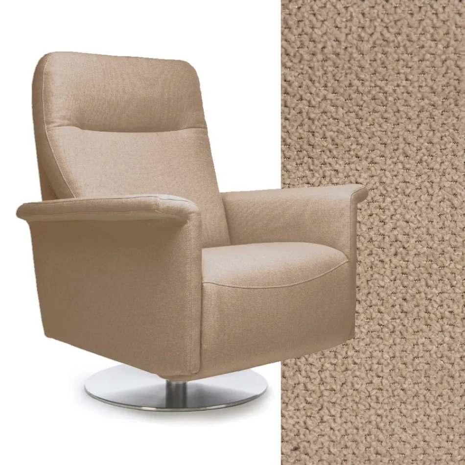 Armchair with Swivel Steel Base and Footrest Made in Italy - Valentina Viadurini