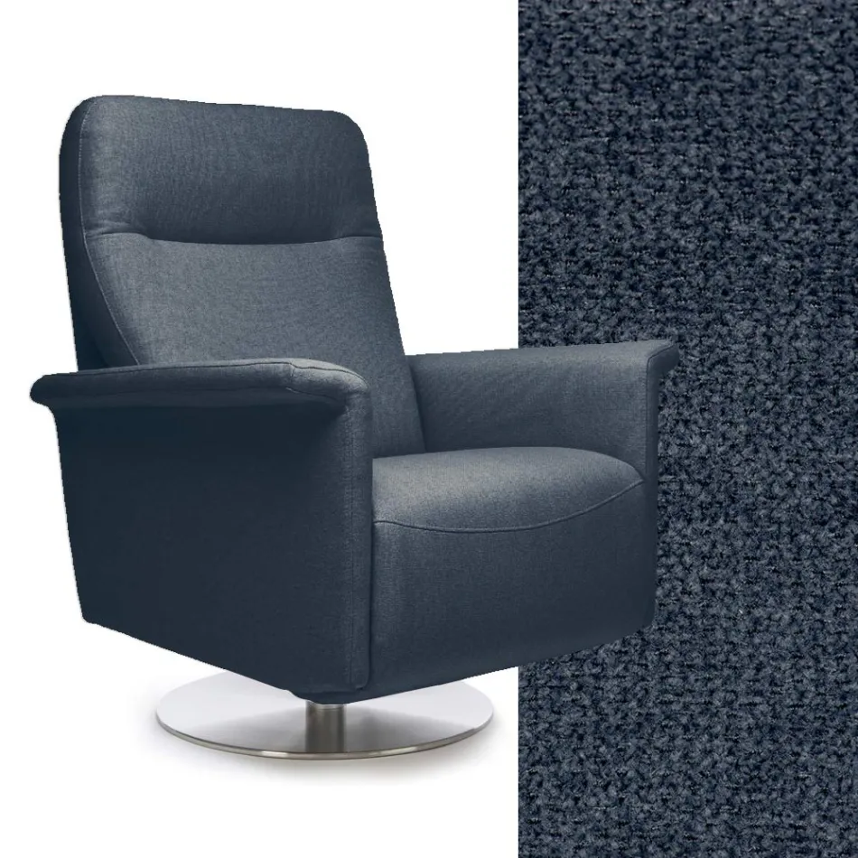 Armchair with Swivel Steel Base and Footrest Made in Italy - Valentina Viadurini