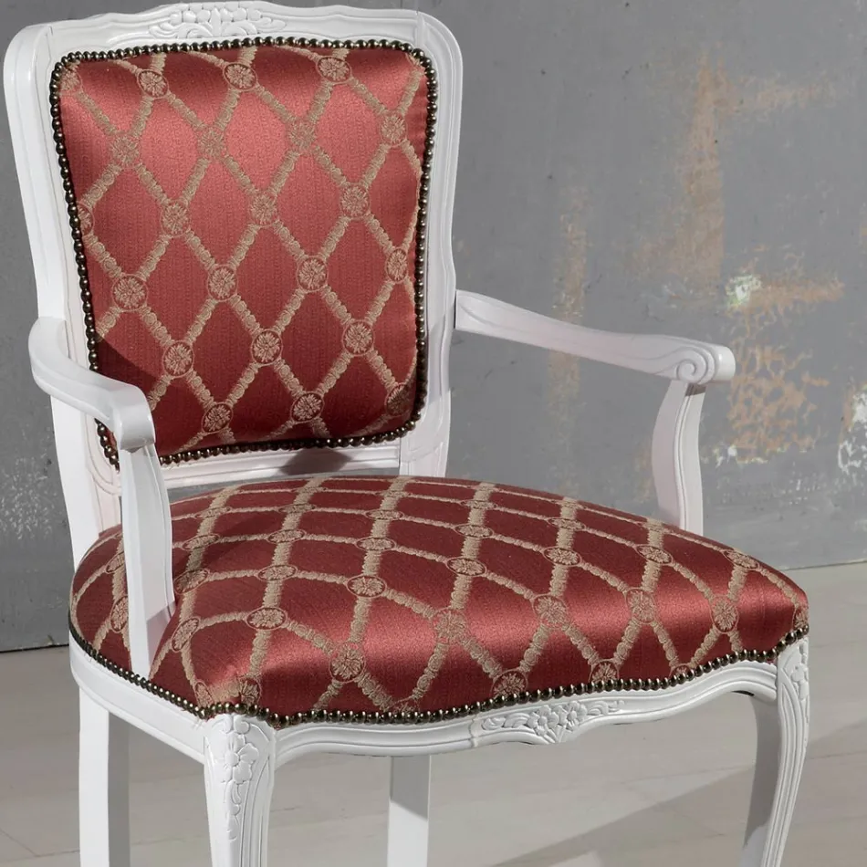 Armchair with Armrests and Structure in White Lacquered Wood Made in Italy - Cat Viadurini