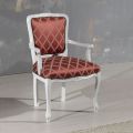 Armchair with Armrests and Structure in White Lacquered Wood Made in Italy - Cat