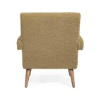 Armchair with Armrests in Rubberwood and Wool Effect Seat - Patrizia Viadurini