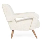 Armchair with Armrests in Rubberwood and Wool Effect Seat - Patrizia Viadurini