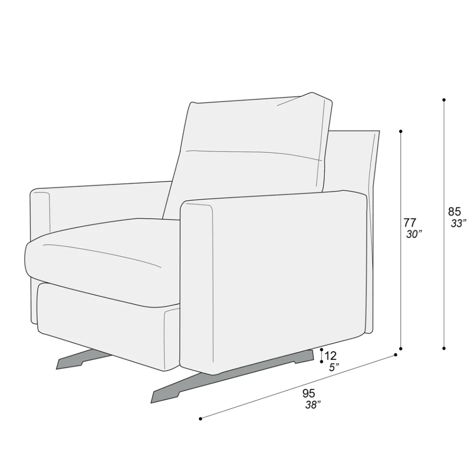 Armchair with Seat Cushion Padded in Feather and Polyester Made in Italy - Malizioso Viadurini
