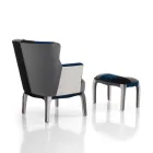 Armchair with Pouf in Patchwork Fabric - Bromo Viadurini