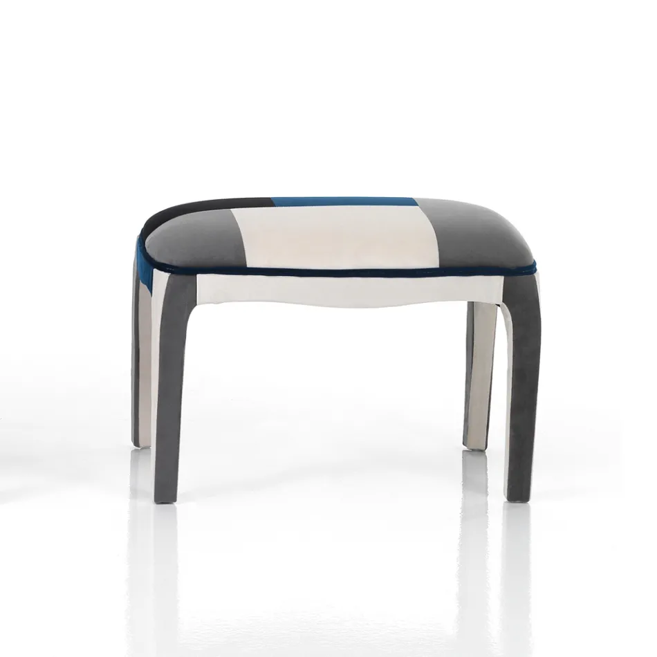 Armchair with Pouf in Patchwork Fabric - Bromo Viadurini