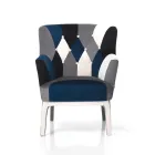 Armchair with Pouf in Patchwork Fabric - Bromo Viadurini