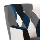 Armchair with Pouf in Patchwork Fabric - Bromo Viadurini