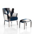 Armchair with Pouf in Patchwork Fabric - Bromo