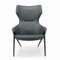 Armchair with Steel Structure and Seat in Graphite Eco-Leather Made in Italy - Reggio